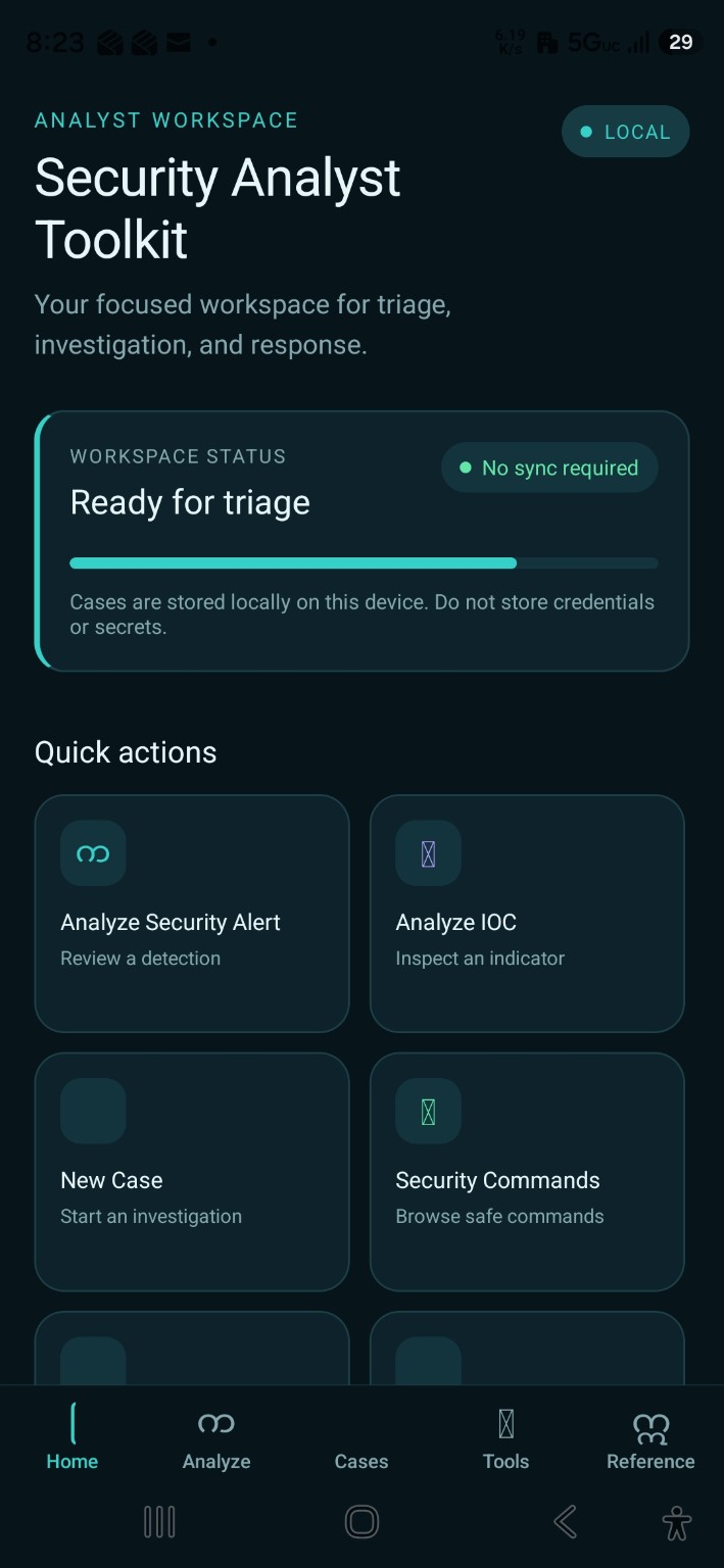 Security Analyst Toolkit home screen